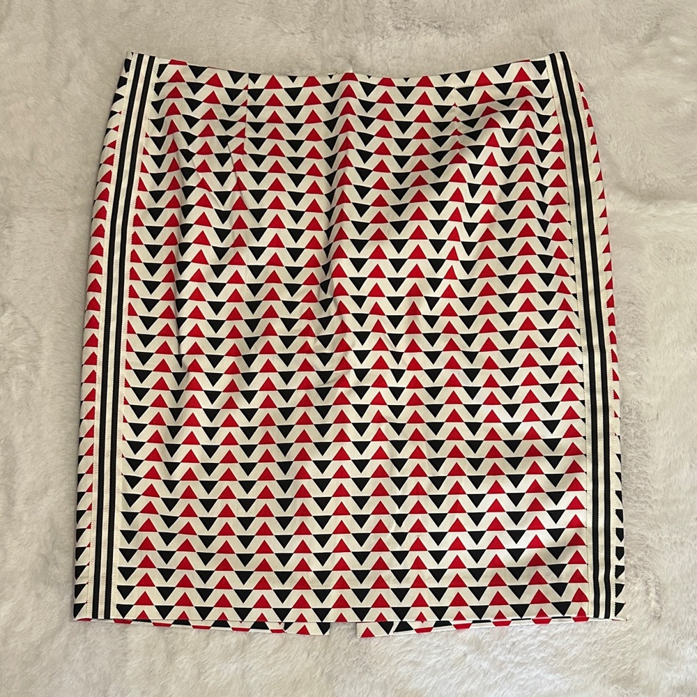 W by Worth Red, Black, and White Geometric Pencil Skirt